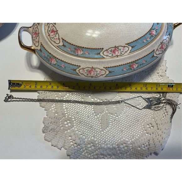 Vintage Silver Triangular Fringe Necklace Elegant 🌼💕 - Picture 8 of 9